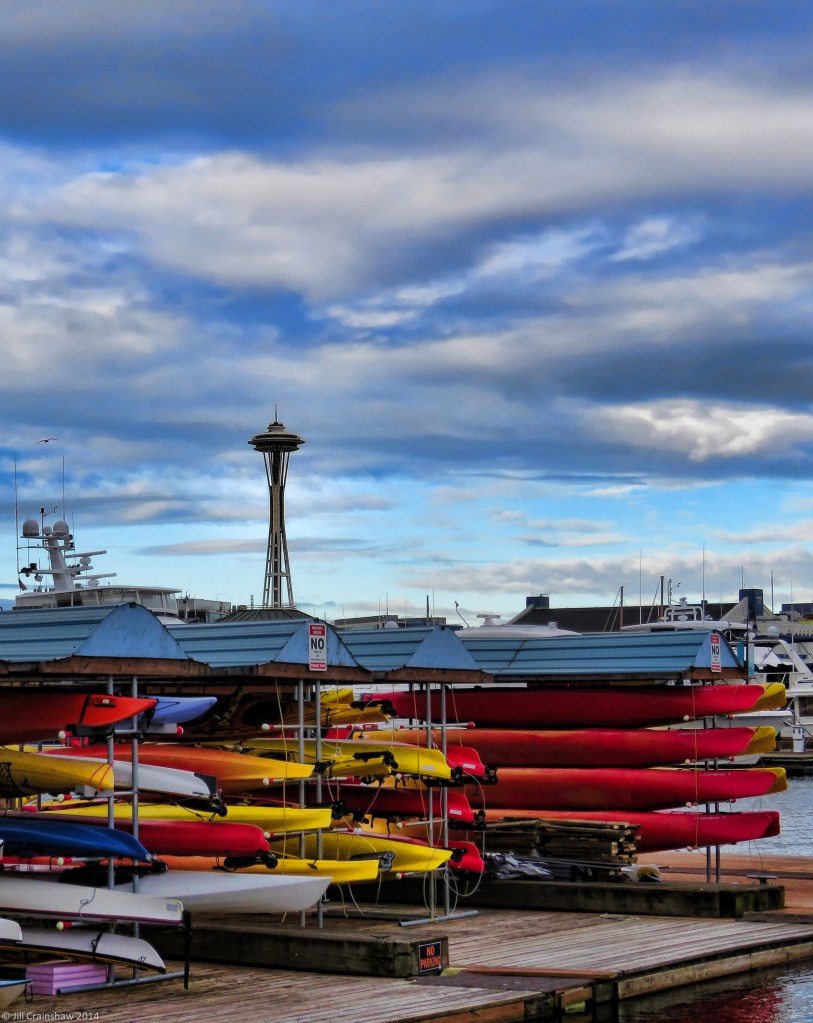 Seattle in the Morning with Kayaks